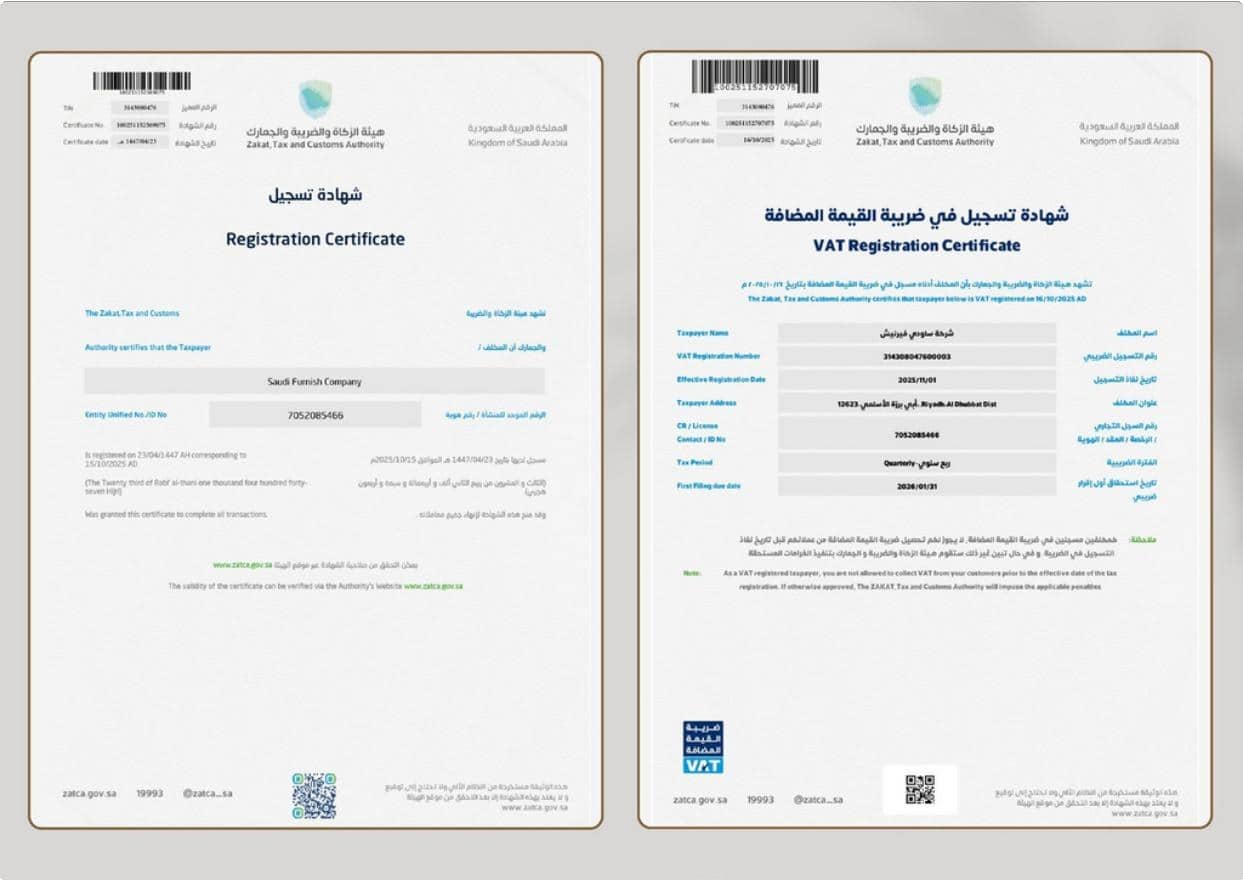 Tax and VAT registration