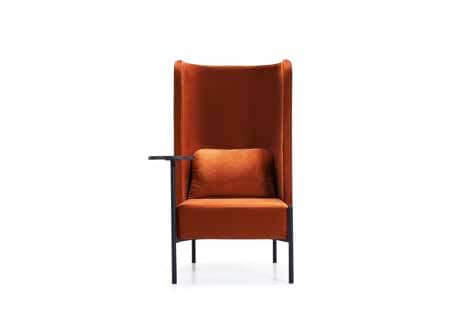 Long high-back privacy armchair