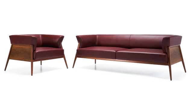 Odin office sofa with wooden legs