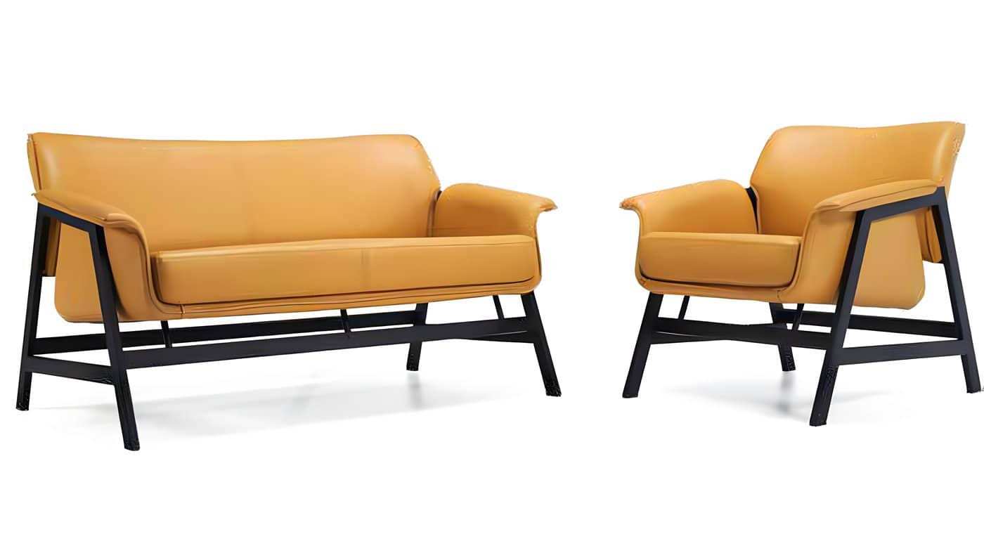 Space office sofa with exposed frame